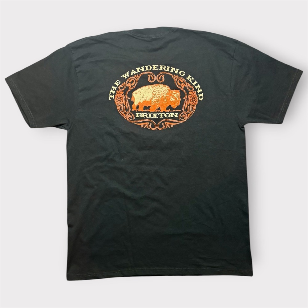 Brixton Mens Wandering Kind Buffalo Graphic T-Shirt Black Large Standard Fit
